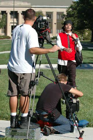 Rock star Tommy Lee films a scene for an upcoming NBC reality show Oct. 8 in front of Chase Hall...