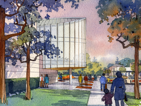 An artist's rendition shows what how the International Quilt Study Center, at 33rd and Holdrege streets, is proposed to look...