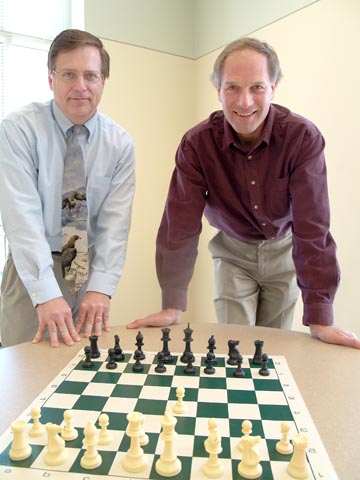 COURSE CREATORS - Thomas O'Connor (left) and Ken Kiewra will teach a new course aimed at expanding chess education for elementary...