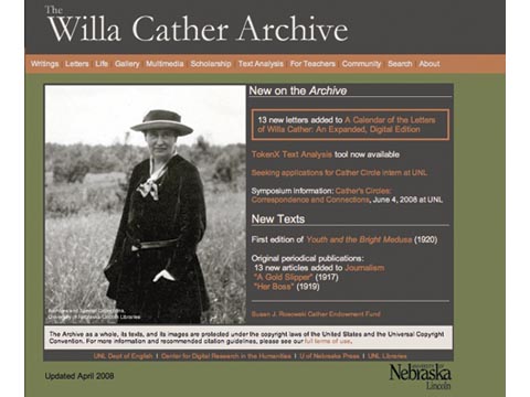 <h2>See the <URL:http://www.unl.edu/ucomm/unltoday/popups/2008/20080417_cather.shtml:URL>Cather Archive Video</a></h2>